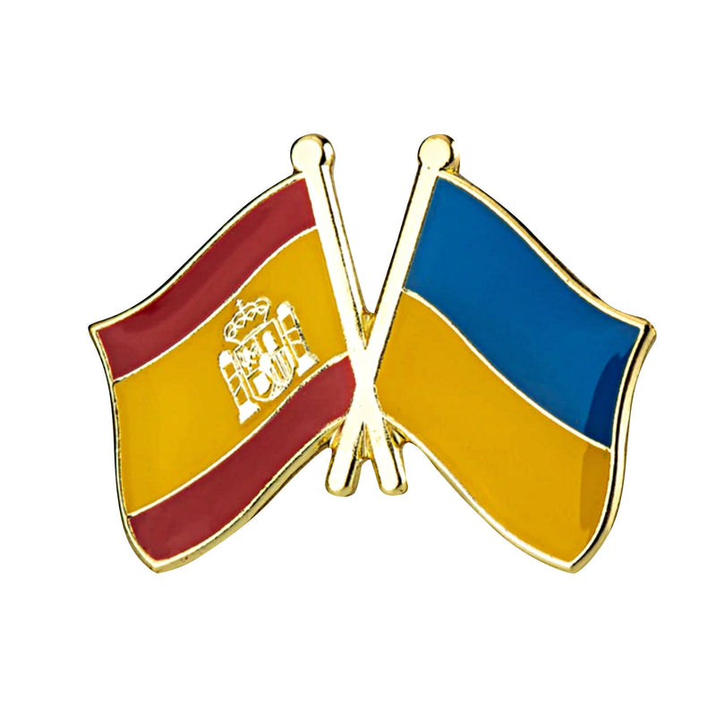 Ukraine & Spain friendship Flag Lapel pin / Spain Ukraine country flag mix / Ukrainian Spanish flag Brooch / Spain Ukraine enamel enamel pin