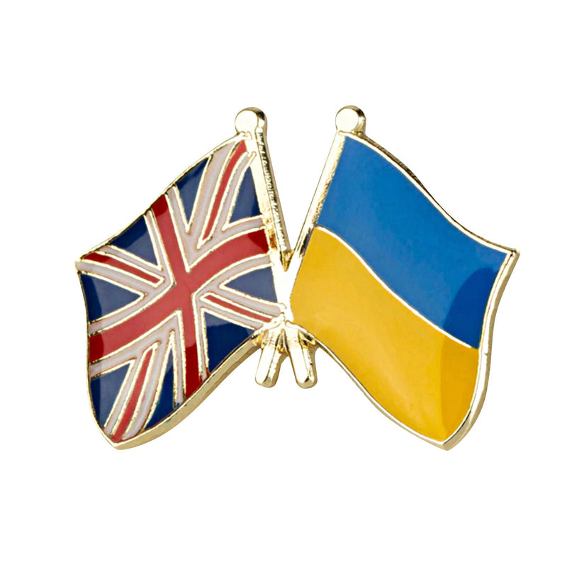 Ukraine & United Kingdom friendship Flag Lapel pin / UK Ukraine country flag mix / Ukrainian British flag Brooch / UK Ukraine enamel mix pin
