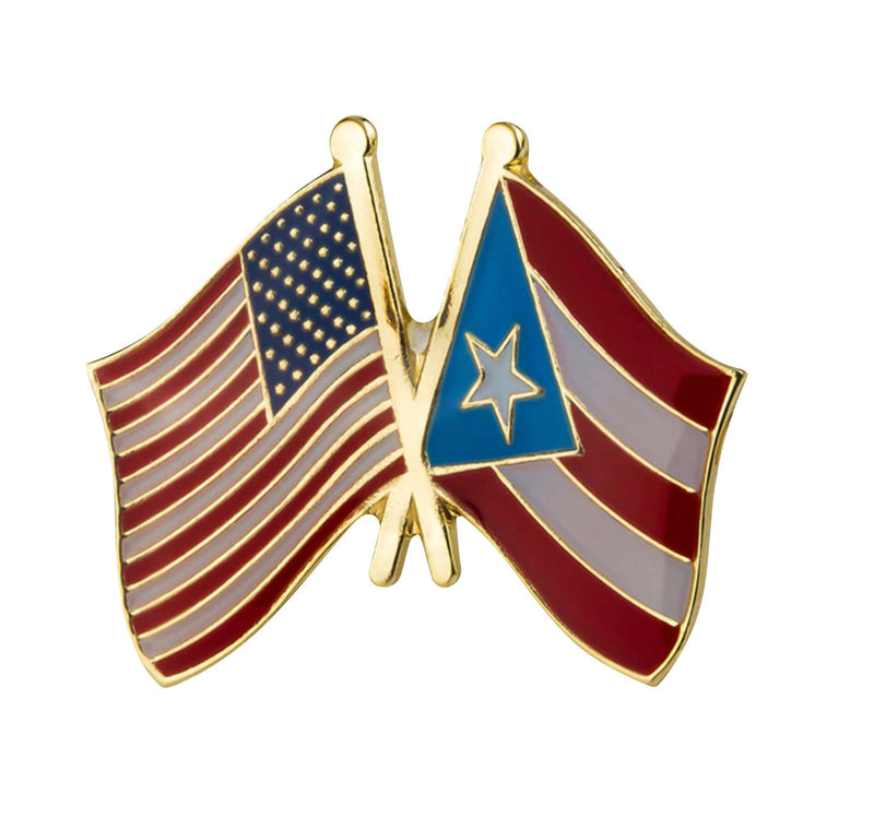 USA & Puerto Rico friendship Flags Lapel pin / country flag Badge / Puerto Rican American flag Brooch / United States Puerto Rico flags pin