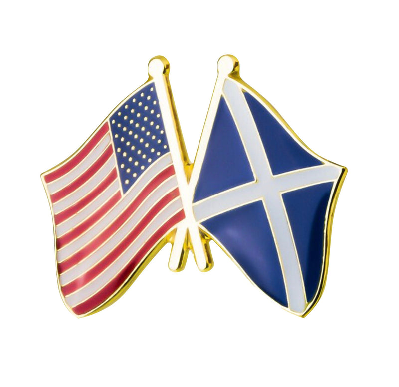 USA & Scotland friendship Flags Lapel pin / country flag Badge / Scottish American flag Brooch / United States Scotland flags enamel mix pin
