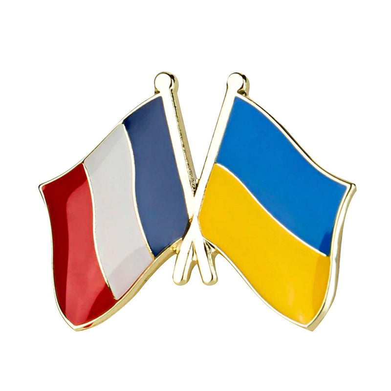 Ukraine & France friendship Flag Lapel pin / France Ukraine country flag mix / Ukrainian French flag Brooch / France Ukraine enamel pin /