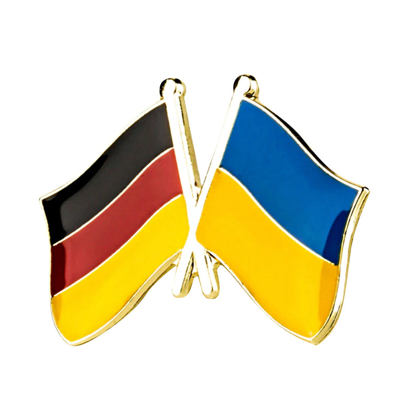 Ukraine & Germany friendship Flag Lapel pin / Germany Ukraine country flag mix / Ukrainian Dutch flag Brooch / Germany Ukraine enamel pin /