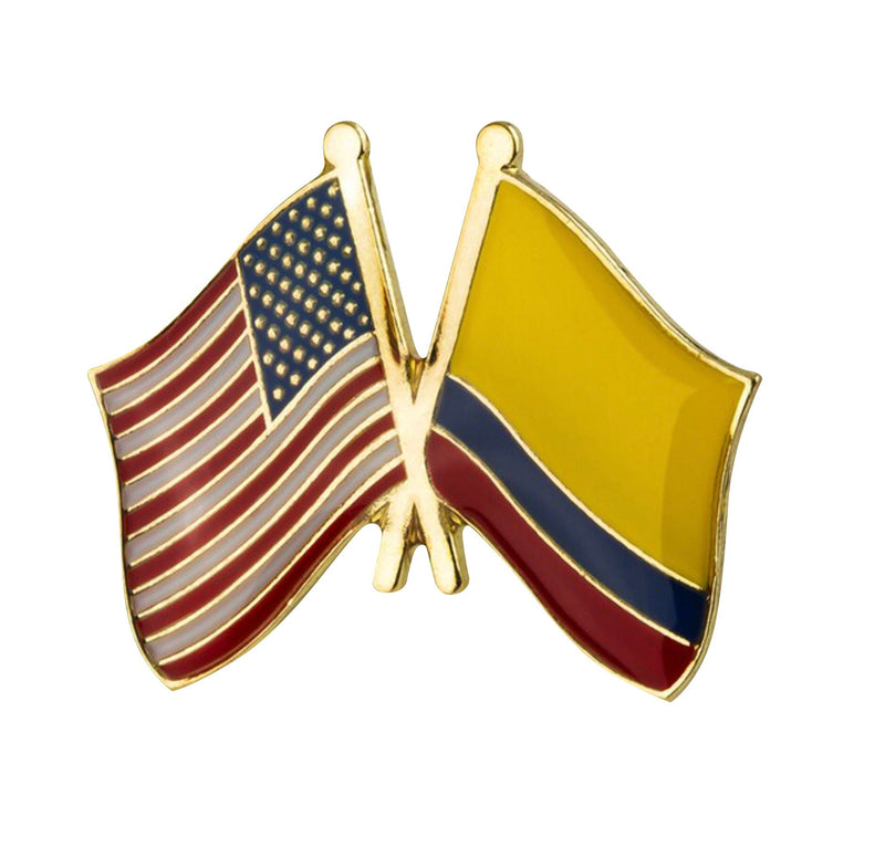 USA & Colombia friendship Flags Lapel pin / country flag Badge / Colombian American flag Brooch / United States Colombia flags enamel pin