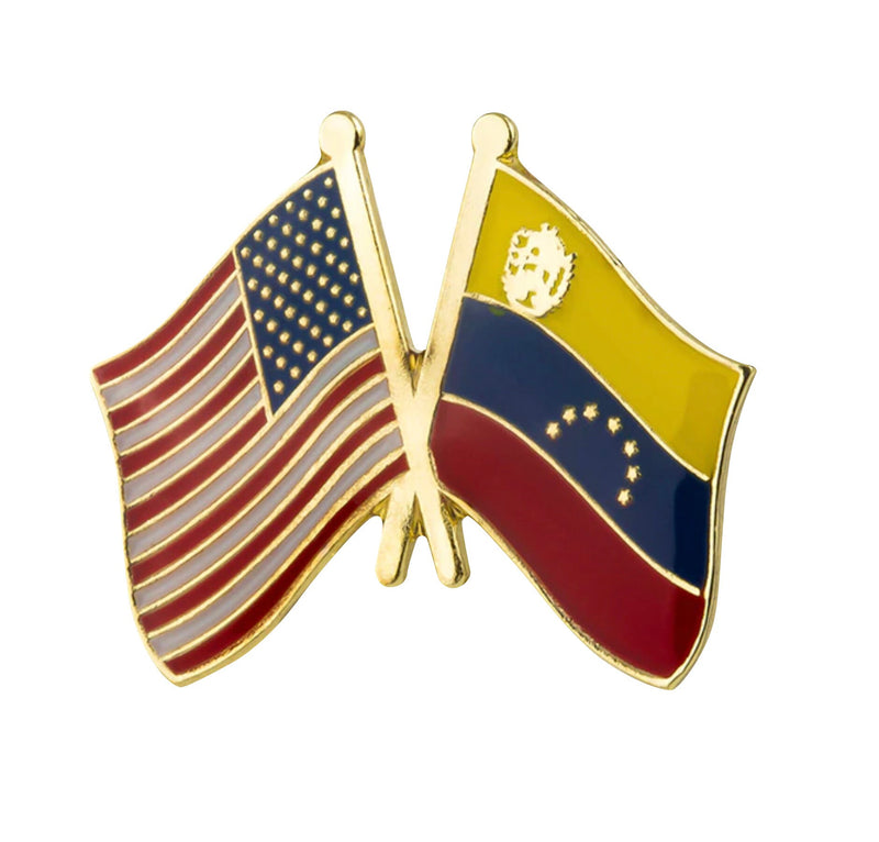 USA & Venezuela friendship Flags Lapel pin / country flag Badge / Venezuelan American flag Brooch / United States Venezuela flags mix pins
