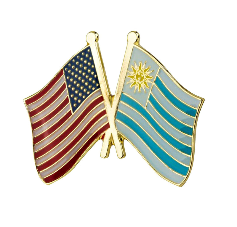 USA & Uruguay friendship Flags Lapel pin / country flag Badge / Uruguayan American flag Brooch / United States Uruguay flags enamel mix pins