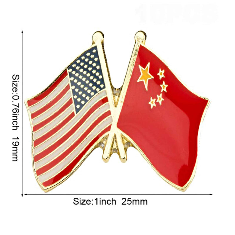 USA & China friendship Flags Lapel pin / country flag Badge / Chinese American mix flags Brooch / United States China flags enamel mix pin