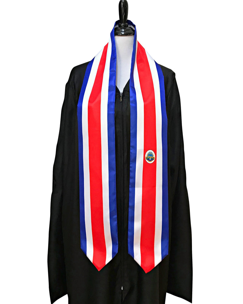 DOUBLE SIDED Costa Rica flag Graduation stole / Costa Rica flag graduation sash / Costa Rican International Student Abroad flag scarf