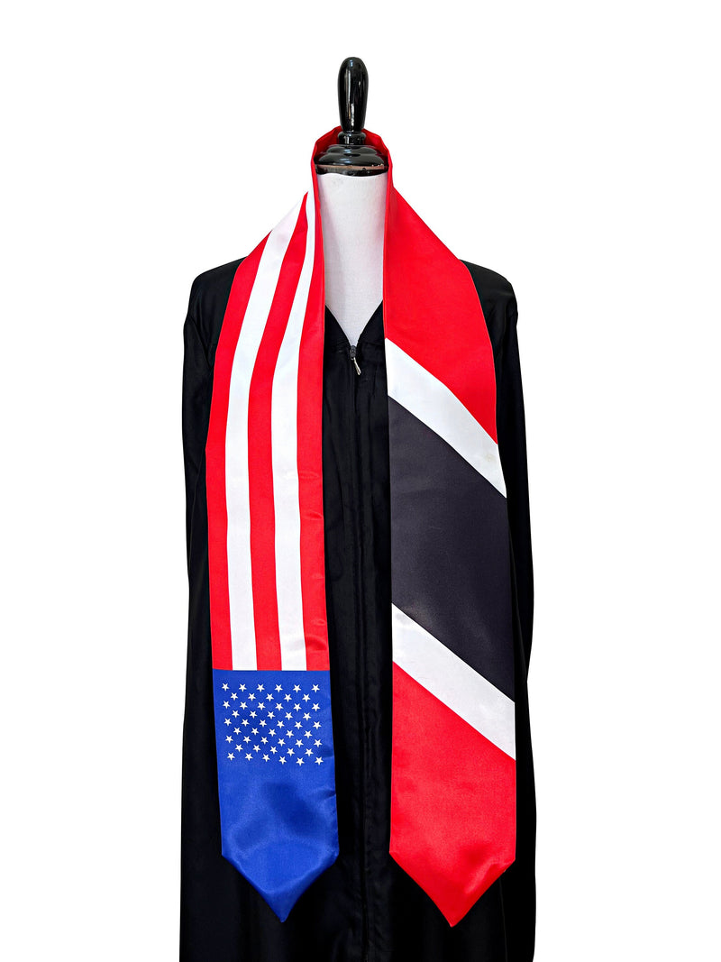 American Trinidadian mix flags Graduation stole, United States Trinidad mix flags sash, Trinidad USA mix flag shawl, Gift for Trinidadian
