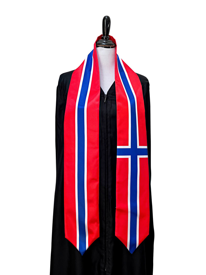 DOUBLE SIDED Norway flag Graduation stole / Norway flag sash / Norwegian International Student Abroad / Norway flag scarf / Norway shawl
