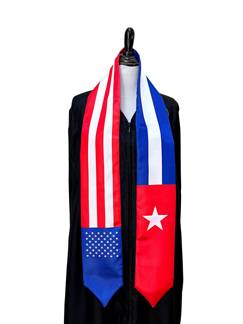 American Cuban mix flags Graduation stole / United States Cuba mix flag graduation sash, Cuba USA mix flag shawl, Cuba scarf, Gift for Cuban