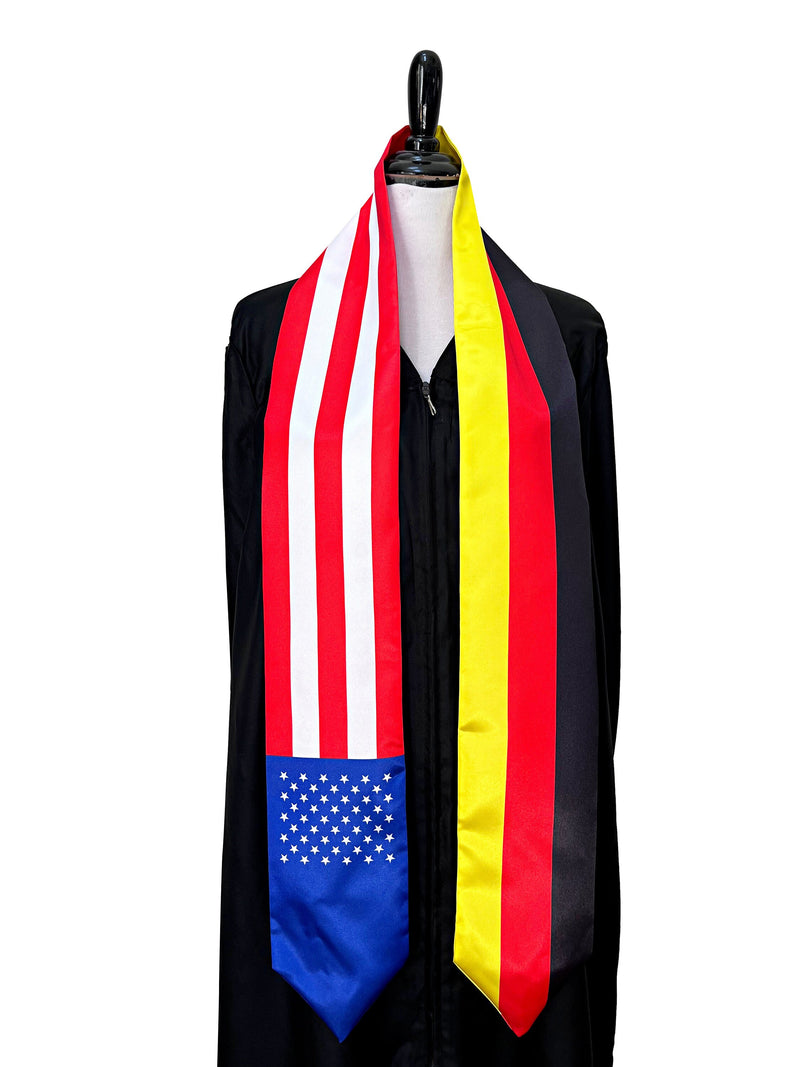 American Germans mix flags Graduation stole / United States Germany mix flag sash / Germany USA mix flag shawl / Gift for Germans graduate