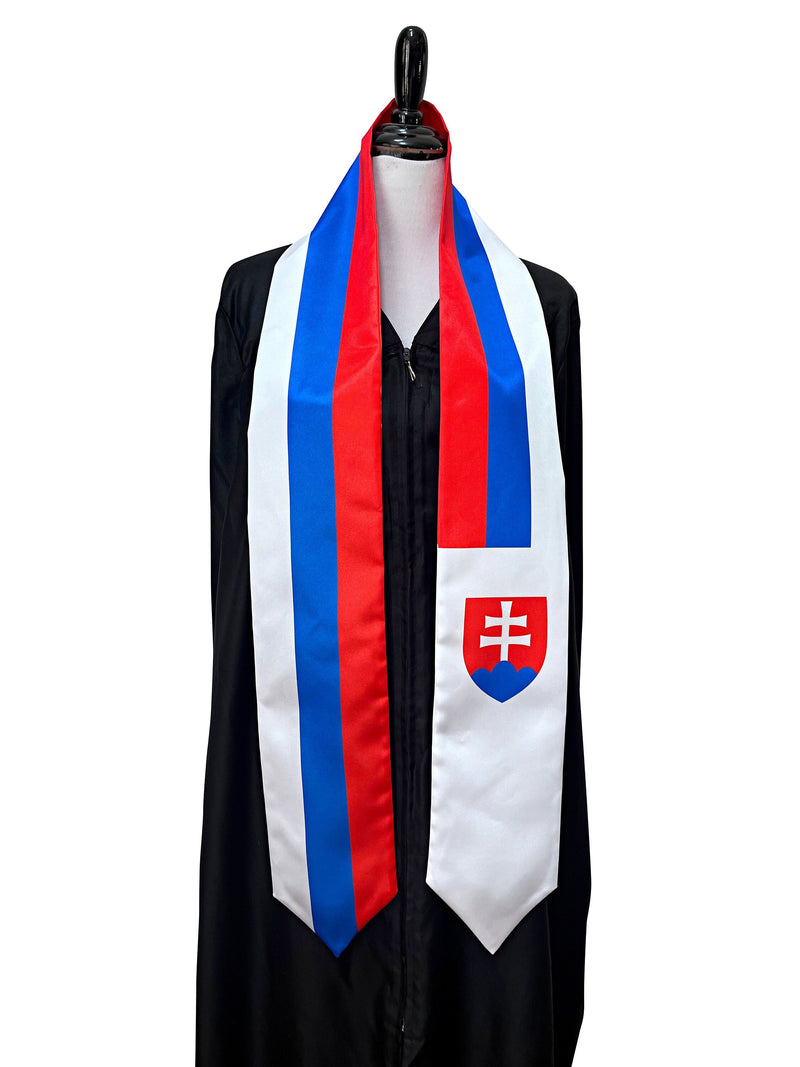 DOUBLE SIDED Slovakia flag Graduation stole / Slovakia flag sash / Slovak International Student Abroad / Slovakia flag scarf, Slovakia shawl