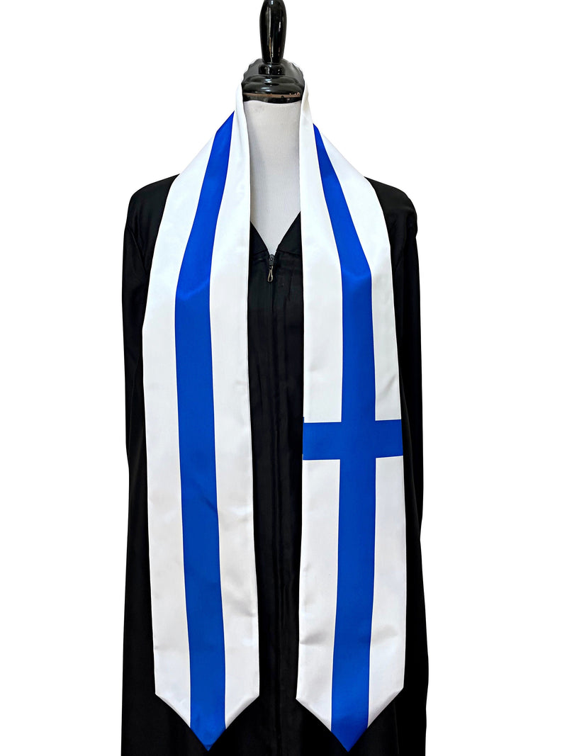 DOUBLE SIDED Finland flag Graduation stole / Finland flag sash / Finnish International Student Abroad / Finland flag scarf / Finland shawl