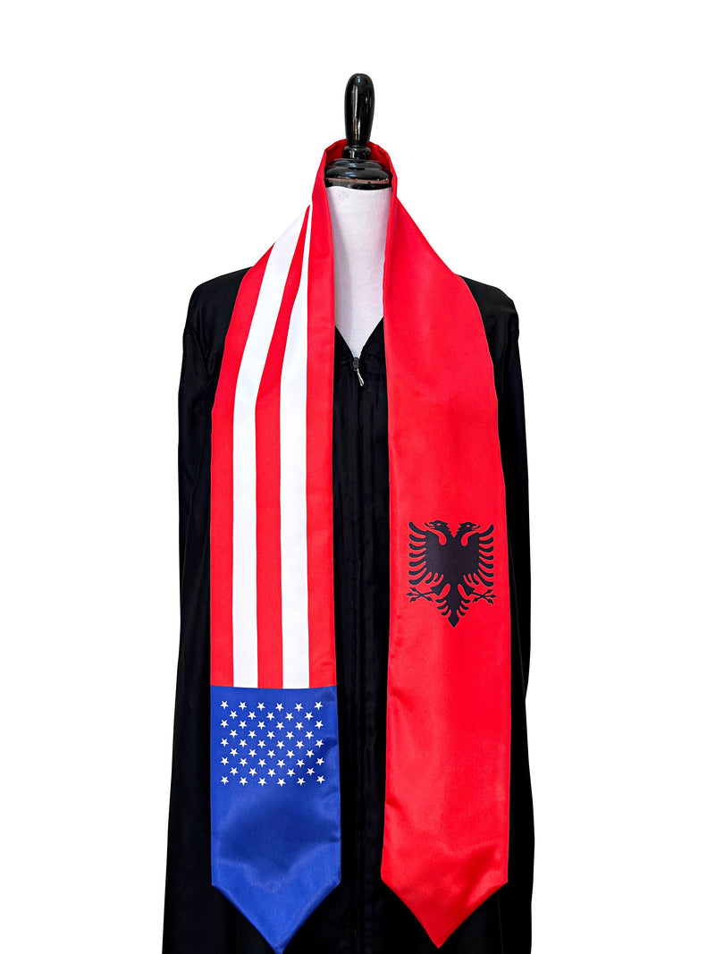 American Albanian mix flags Graduation stole / United States Albania flag graduation sash / International Student Abroad flag scarf shawl