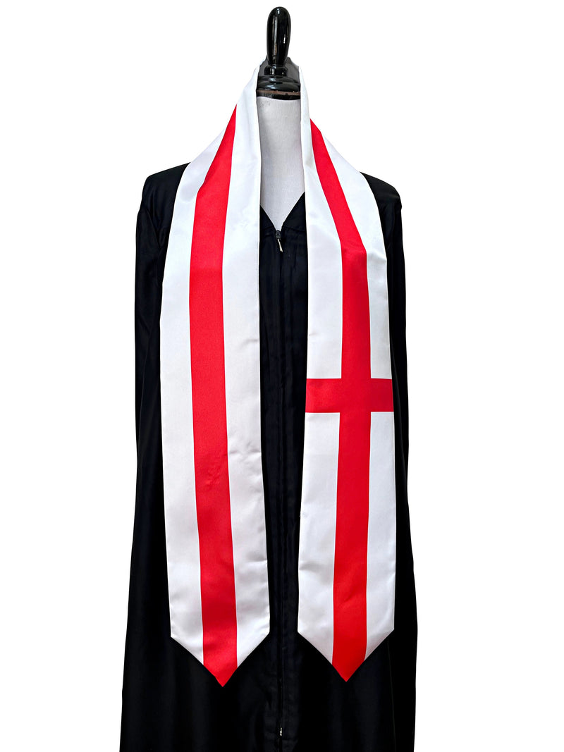 DOUBLE SIDED England flag Graduation stole / England flag sash / Briton International Student Abroad, England flag scarf, England flag shawl
