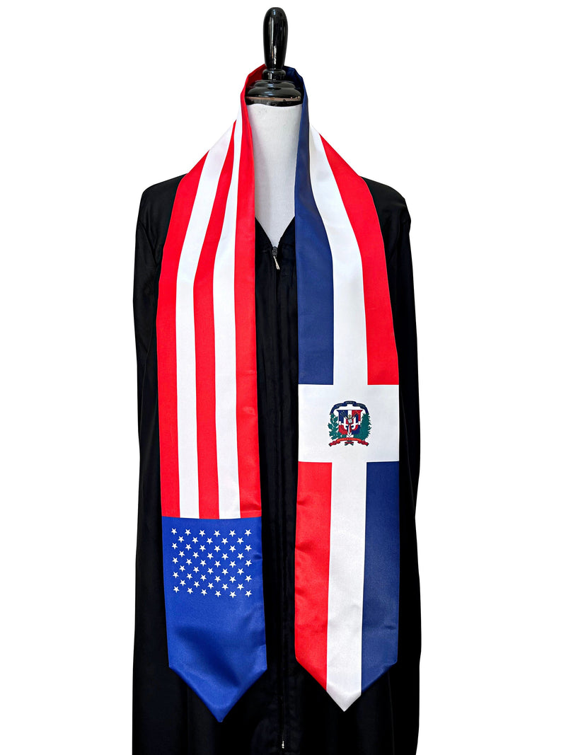 American Dominican mix flags Graduation stole, United States Dominican Republic mix flags sash, Dominican USA flag shawl, Gift for Dominican