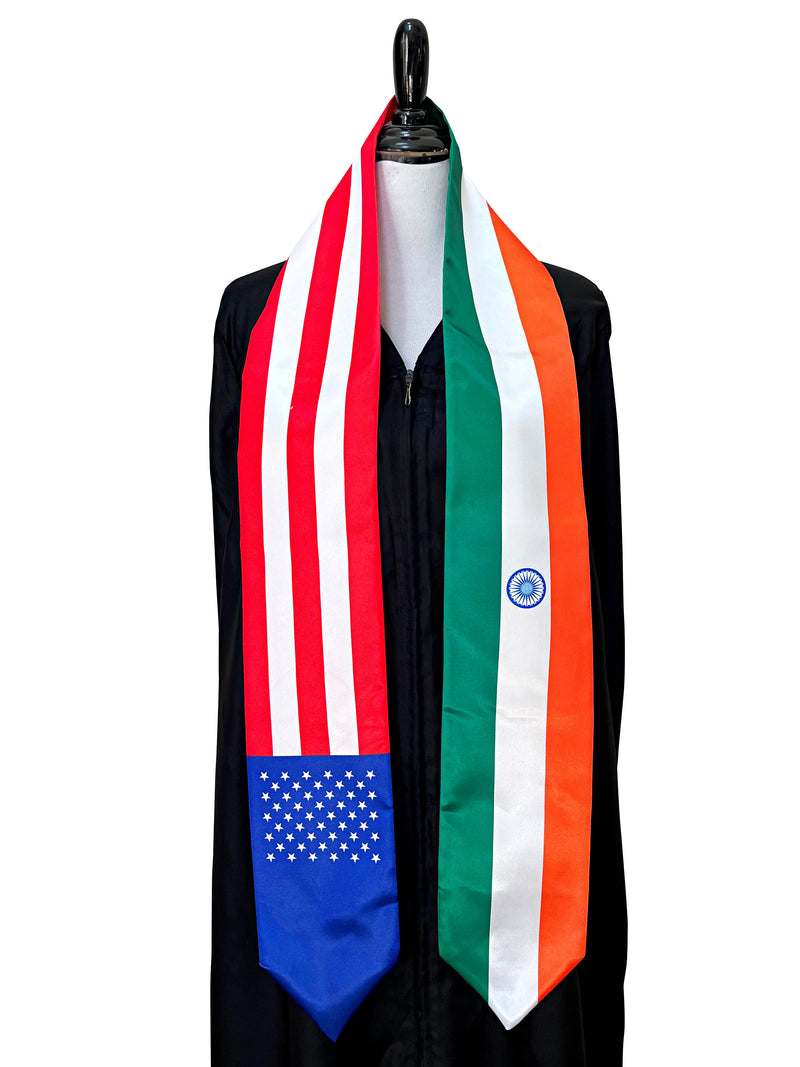 American Indian mix flags Graduation stole / United States India flag sash / International Student Abroad / India scarf / Gift for Indian