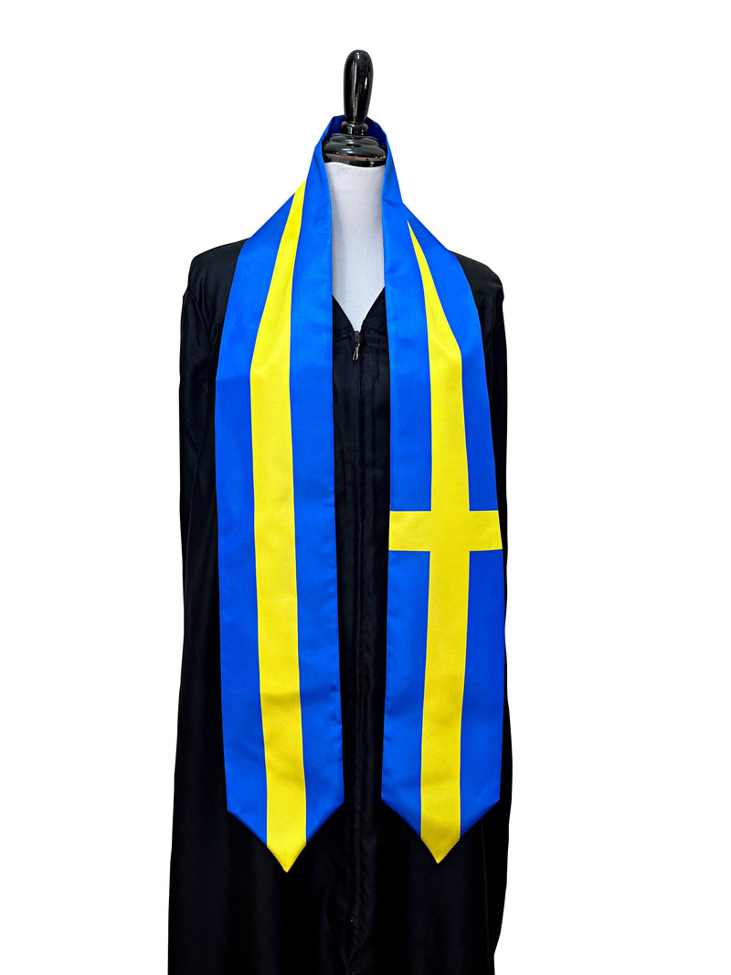 DOUBLE SIDED Sweden flag Graduation stole / Sweden flag sash / Swedish International Student Abroad / Sweden flag scarf / Sweden flag shawl