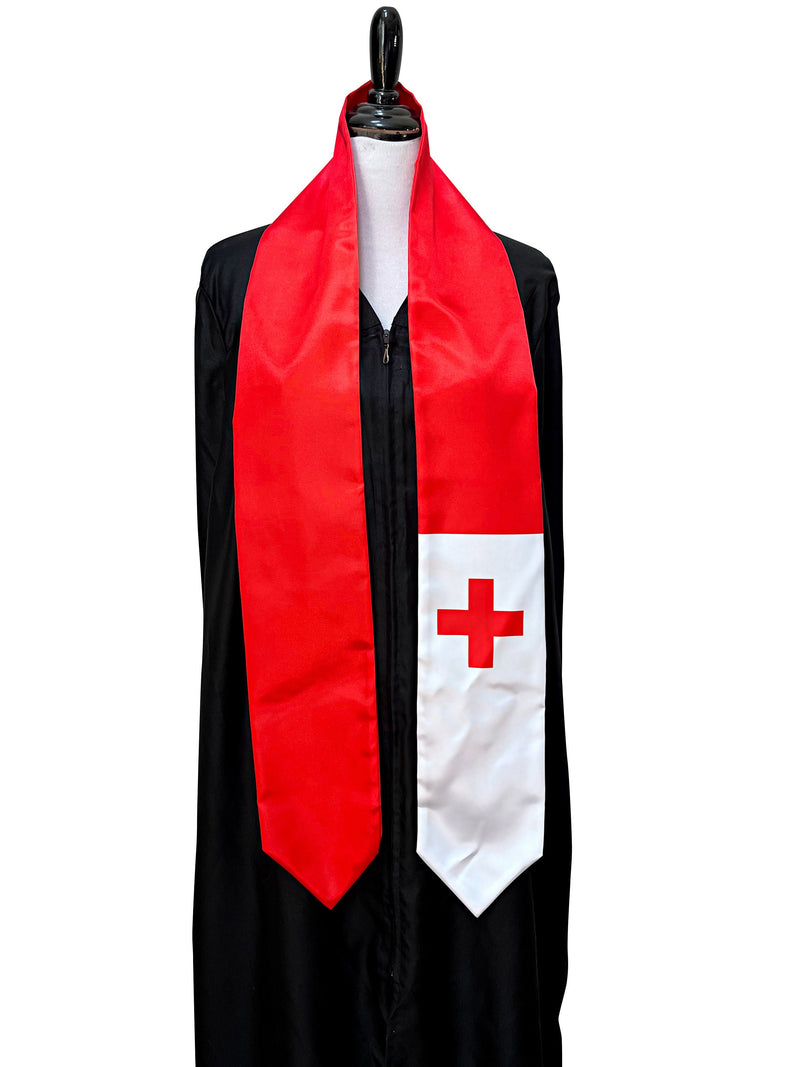 DOUBLE SIDED Tonga flag Graduation stole / Tonga flag graduation sash / Tongan International Student Abroad / Tonga flag scarf / Tonga shawl