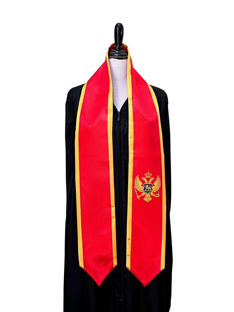 DOUBLE SIDED Montenegro flag Graduation stole / Montenegro flag sash / Montenegrin International Student Abroad, Montenegro flag scarf shawl