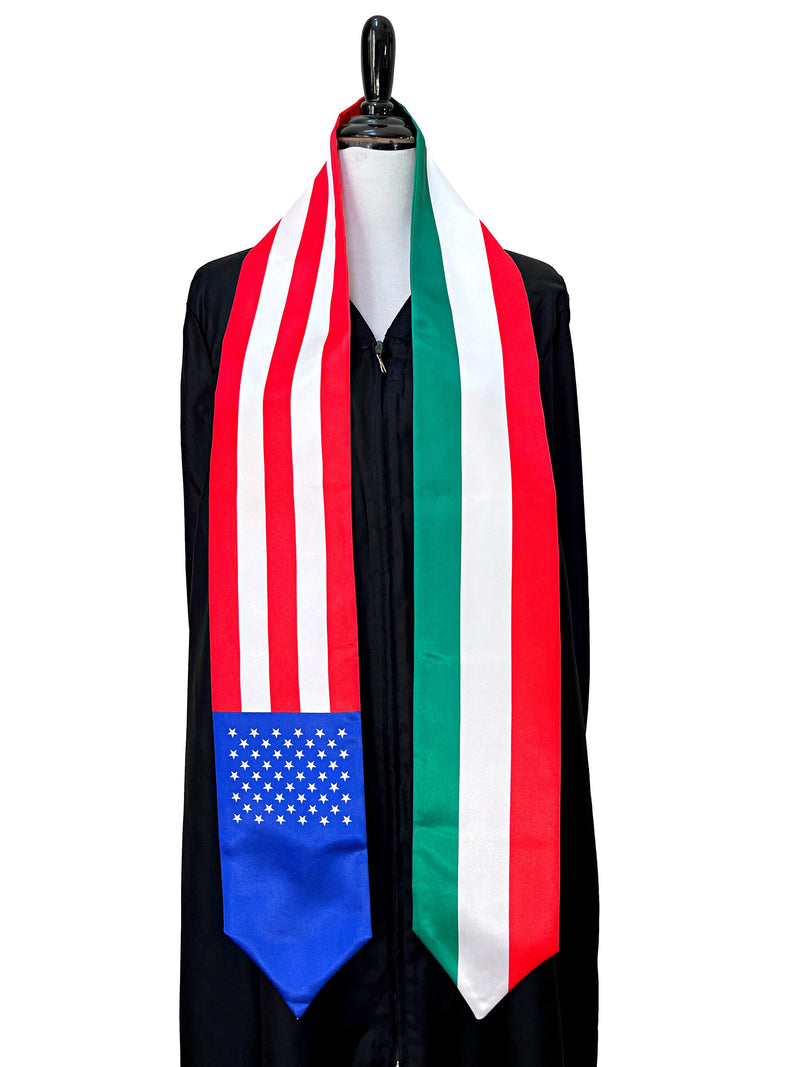 American Italian mix flags Graduation stole / United States Italy mix flags graduation sash / Italy USA flag shawl scarf / Gift for Italian