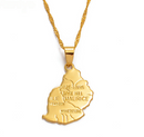 Mauritius Map Pendant Necklace
