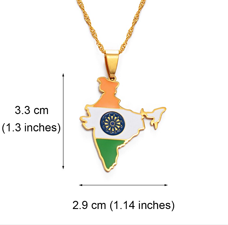 India Map with Flag Pendant Necklace