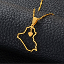 Iraq Map Outline Heart Pendant Necklace