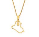 Iraq Map Outline Heart Pendant Necklace