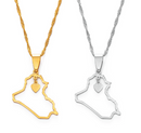 Iraq Map Outline Heart Pendant Necklace