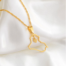 Iraq Map Outline Heart Pendant Necklace