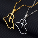 Iraq Map with Cross Pendant Necklace