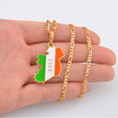 Ireland Map with Flag Pendant Necklace