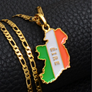 Ireland Map with Flag Pendant Necklace
