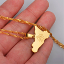 Italy Sicily Map with Trinacria Pendant Necklace