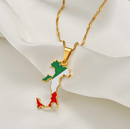 Italy Map with Flag Pendant Necklace