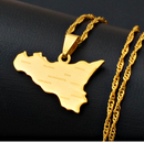 Italy Sicily Map with Cities Pendant Necklace