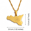 Italy Sicily Map with Trinacria Pendant Necklace