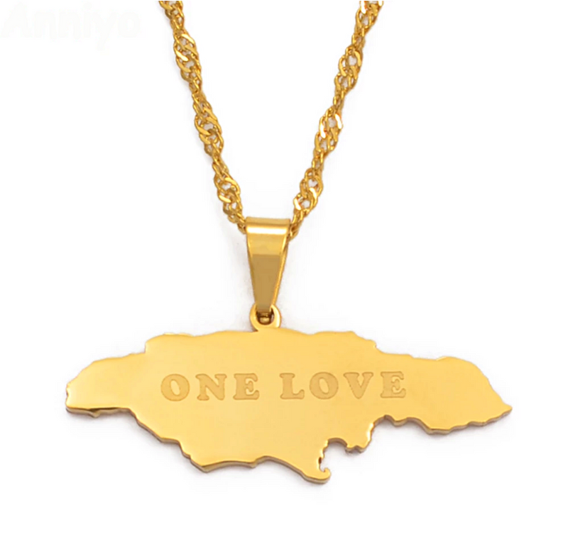 Jamaica Map Pendant Necklace (One Love)