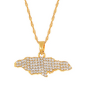 Jamaica Map with Rhinestone Pendant Necklace