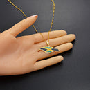 Jamaica Map with Flag Pendant Necklace
