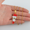 Lebanon Map with Flag Pendant Necklace