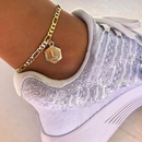 Initial Hexagon Pendant Ankle Bracelet