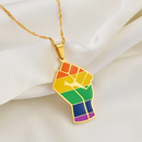 Black Lives Matter Raised Fist Rainbow Necklace