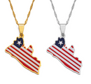 Liberia Map with Flag Pendant Necklace