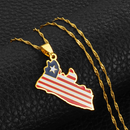 Liberia Map with Flag Pendant Necklace