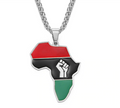 Africa Map Afro-American flag Necklace