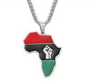 Africa Map Afro-American Flag Necklace