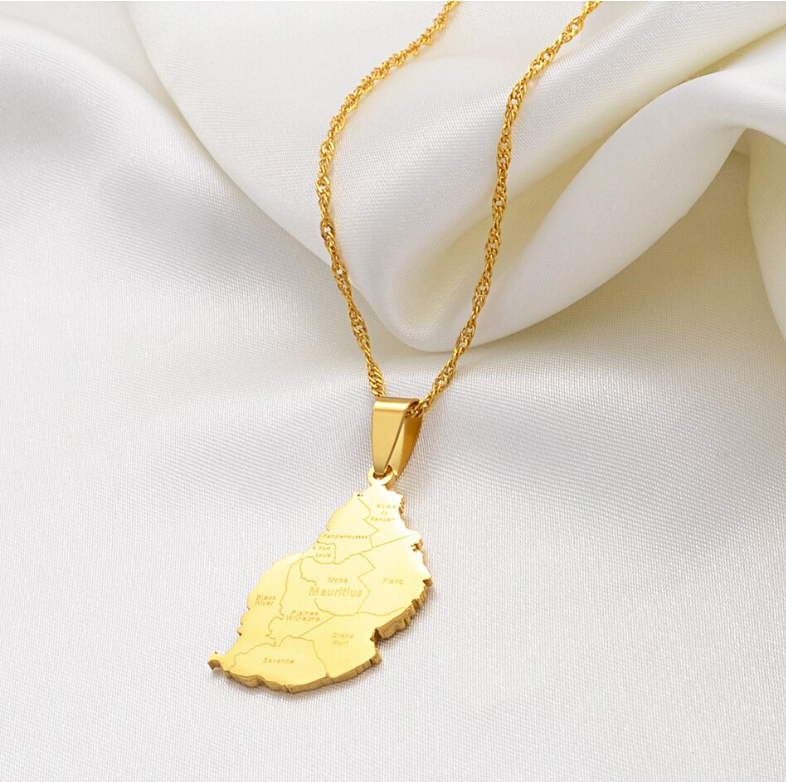 Mauritius map with cities Pendant Necklace