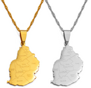 Mauritius Map with Cities Pendant Necklace